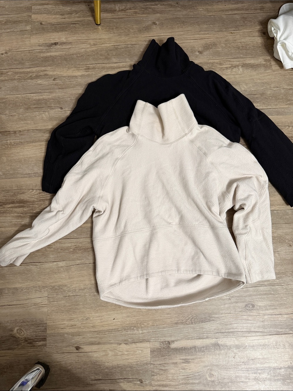 lululemon athletica Two-Tone Cowl & Turtleneck Sweater in Cream and Black